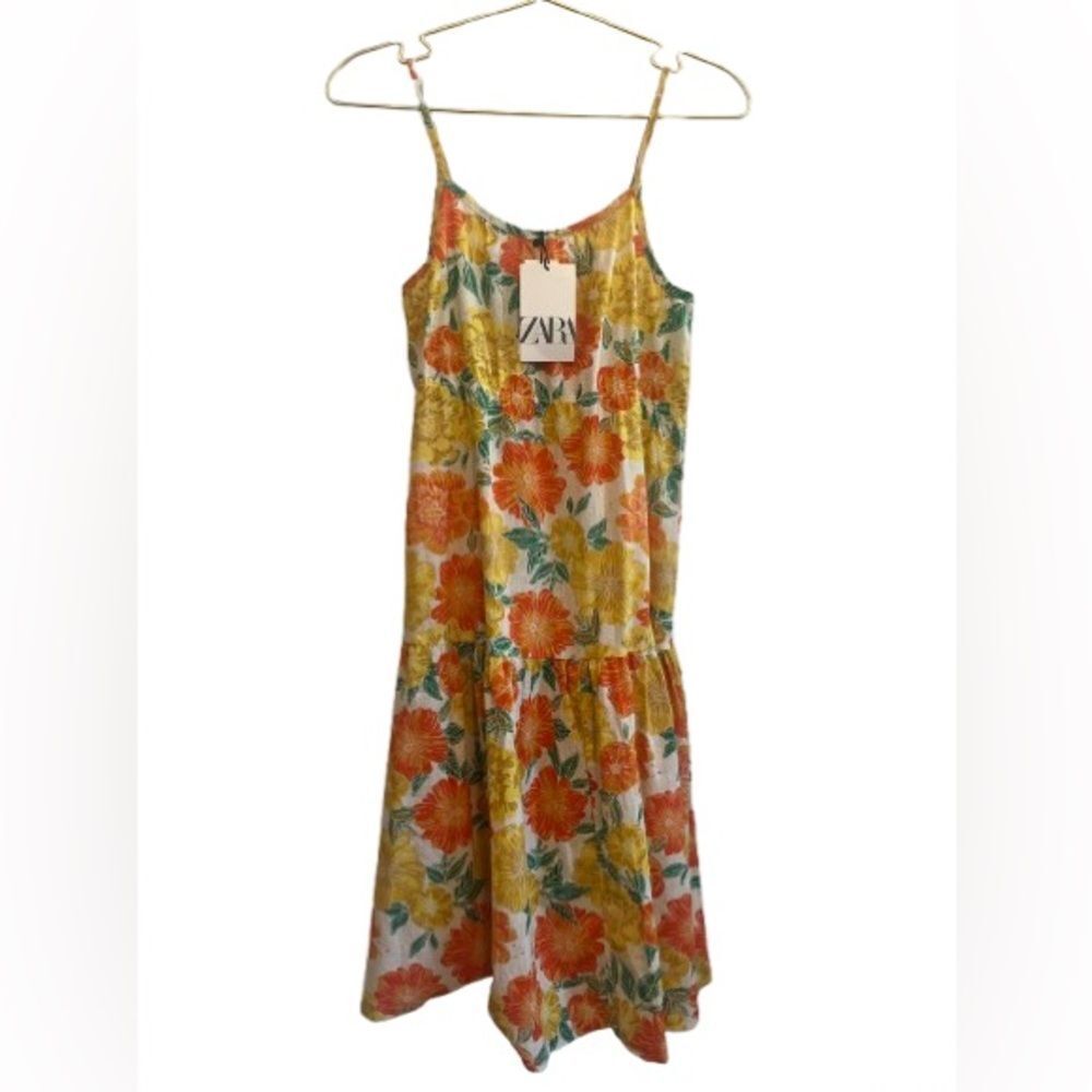 NWT Zara Girls Floral Sundress - Orange and Yellow
